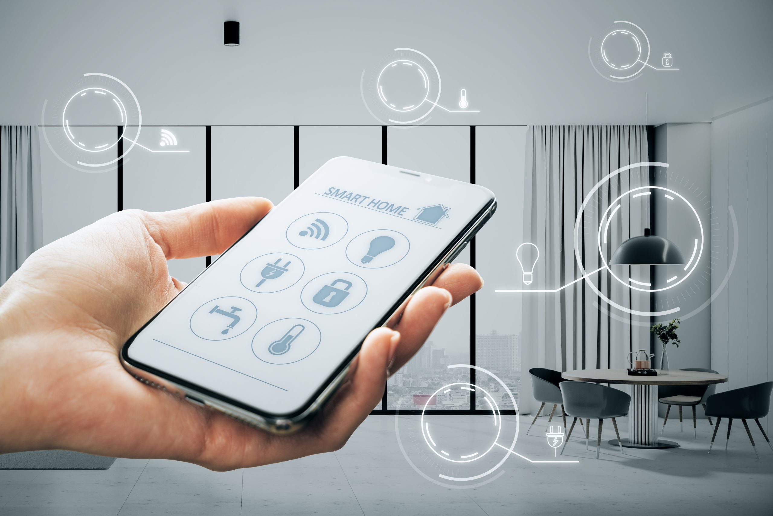 Gestion de la maison connectée et de l'éclairage domotique depuis une application smartphone